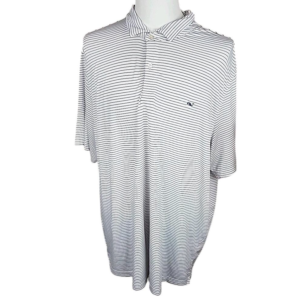 Vineyard Vineyard Performance Polo Blue White Stripe Size 2XL - Picture 4 of 5